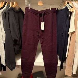 Reset Cashmere jogger pant and sweater set in plum